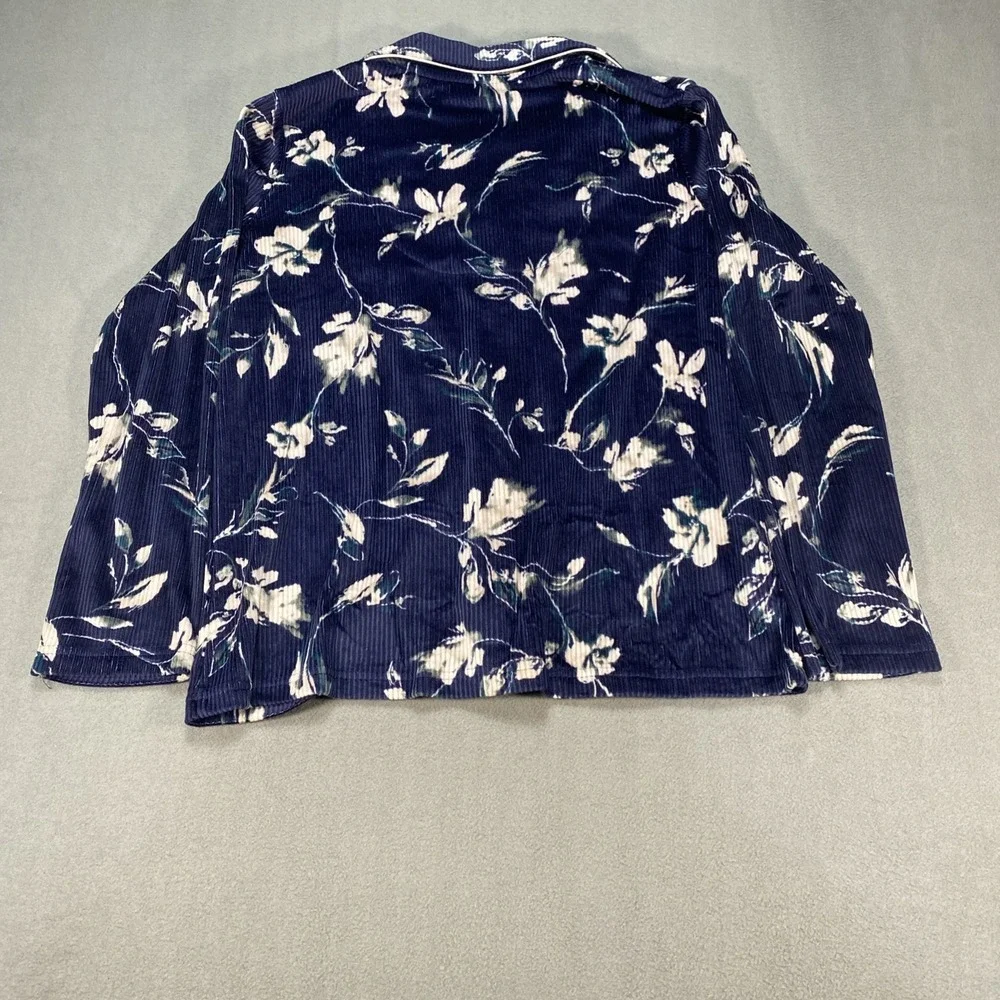Nicole Miller Women's Soft 2pc Stretch Ribbed Pj Set , Navy Floral  NWT Size Med